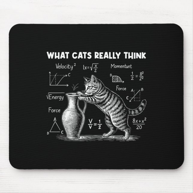 What Cats Really Think Funny Cat Physics Science T Mouse Pad (Front)