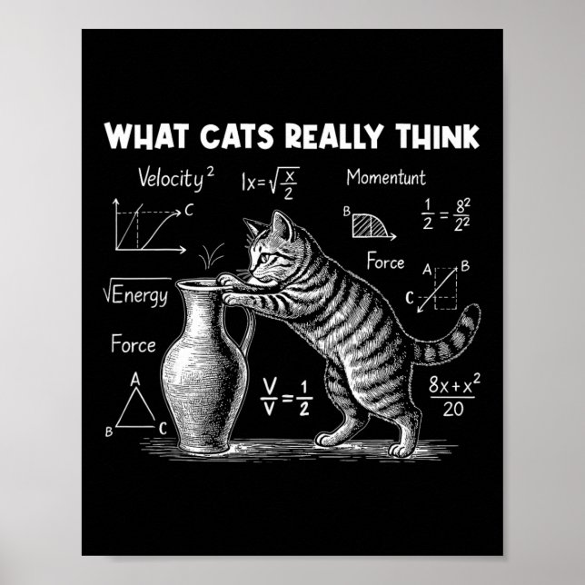 What Cats Really Think Funny Cat Physics Science T Poster (Front)