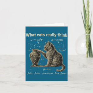 What cats think funny science cat vintage physics card