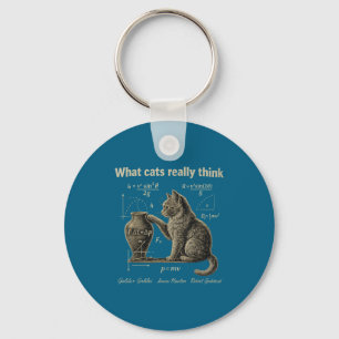 What cats think funny science cat vintage physics key ring