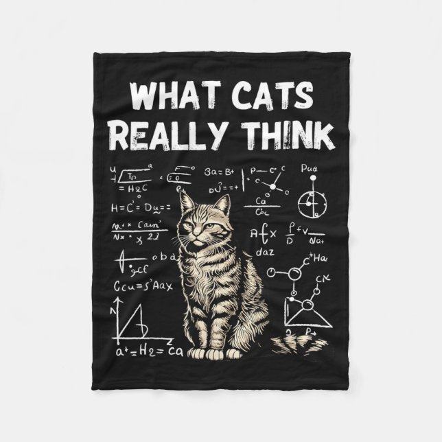 What Cats Think Smart Cat Science Nerd Humour Fleece Blanket (Front)