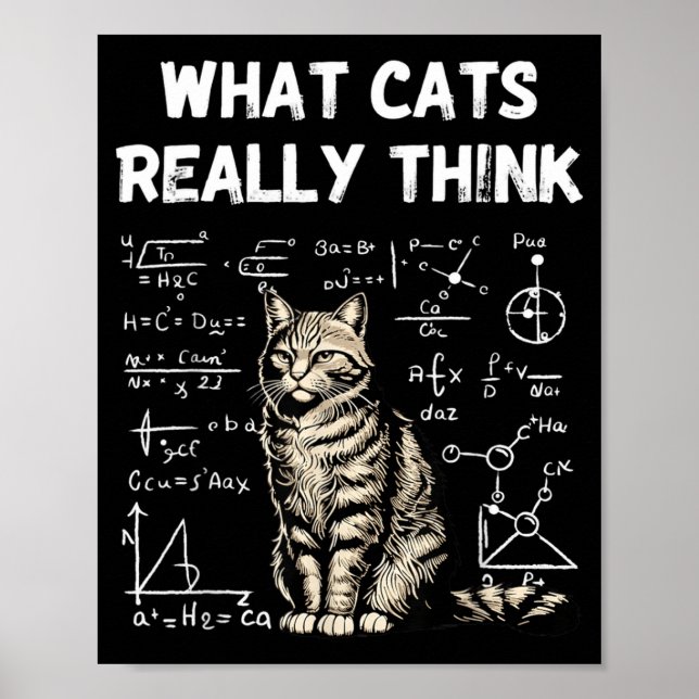 What Cats Think Smart Cat Science Nerd Humour Poster (Front)
