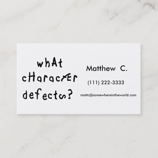What Character Defects Calling Card (Front)