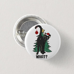What? Christmas Black Cat Holiday Design 3 Cm Round Badge