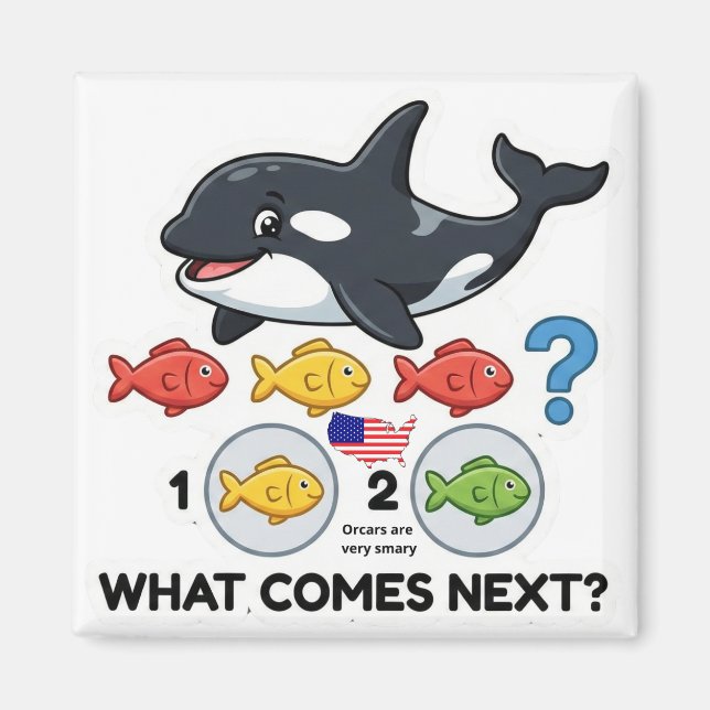 What Comes Next? – Orca Pattern Learning Magnet (Front)