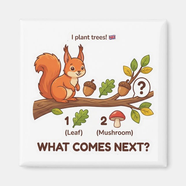 What Comes Next? Red Squirrel UK Pattern Logic  Magnet (Front)