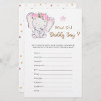 What Did Daddy Say Girl Elephant Baby Shower