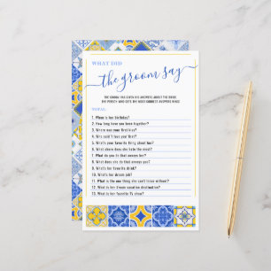 What Did Groom Say Blue Tiles Bridal Shower Game
