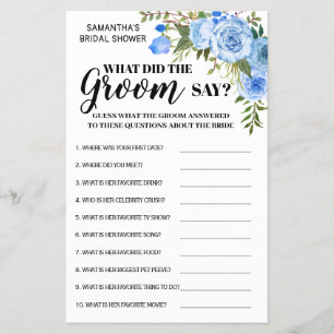 What did Groom Say Shower Game bilingual card