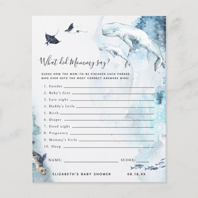 What Did Mummy Say | Baby Shower Game (Front)
