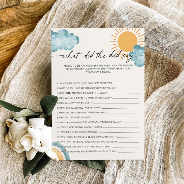 What Did The Dad Say Baby Shower Game Card (Creator Uploaded)