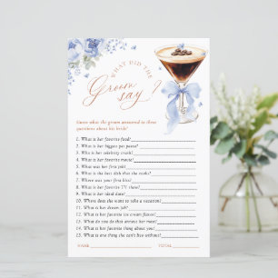 What Did the Groom Say Blue Bow Bridal Shower Game