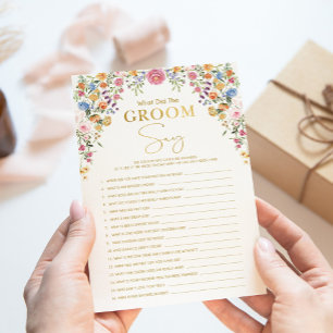 What did the Groom Say Bridal Shower Game Card