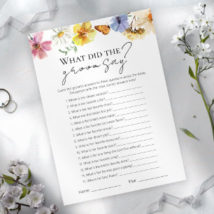 What Did the Groom Say   Bridal Shower Game Card