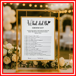 What Did The Groom Say Bridal Shower Game Elegant