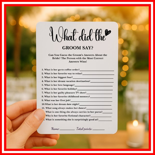 What Did The Groom Say Bridal Shower Game Elegant  Invitation (Creator Uploaded)