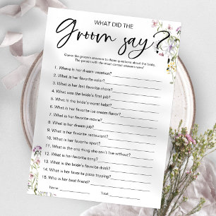 What Did the Groom Say Bridal Shower Game Invitation
