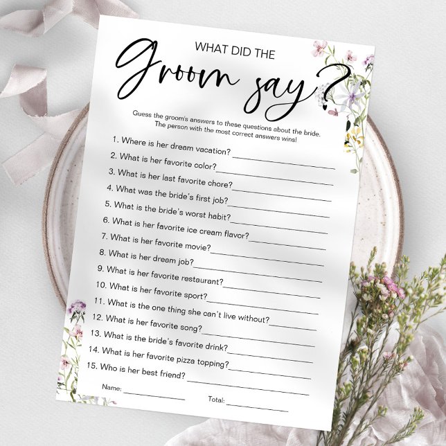 What Did the Groom Say Bridal Shower Game Invitation (Creator Uploaded)