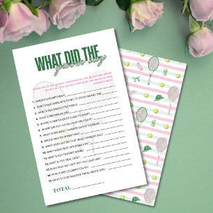 What Did the Groom Say Tennis Bridal Shower Game