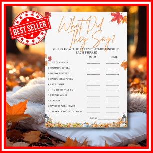 WHAT DID THEY SAY Baby Shower Game Little Pumpkin Invitation