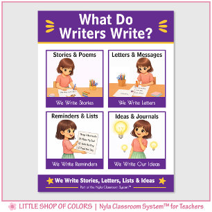 What Do Writers Write Classroom Anchor Chart