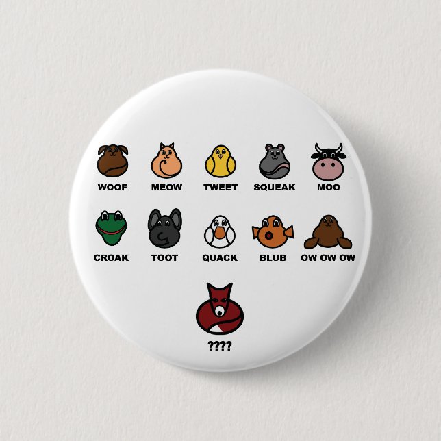 What does the fox say? 6 cm round badge (Front)