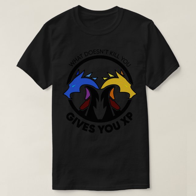What Doesnt Kill You Gives You XP DnD Dungeons and T-Shirt (Design Front)