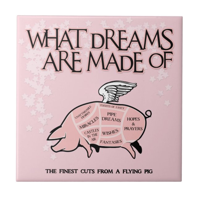 What Dreams Are Made Of - Flying Pig Cuts Ceramic Tile (Front)