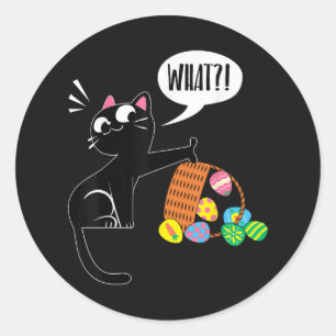WHAT ! Easter Cat Classic Round Sticker