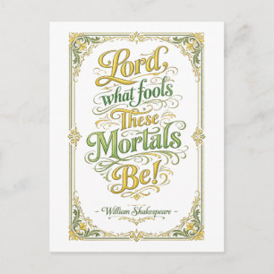 "What Fools These Mortals Be" Shakespeare Postcard