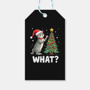 What Funny Cat Pushing Christmas Tree Over Cat Xma Gift Tags
