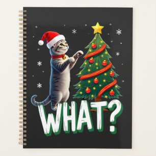 What Funny Cat Pushing Christmas Tree Over Cat Xma Planner