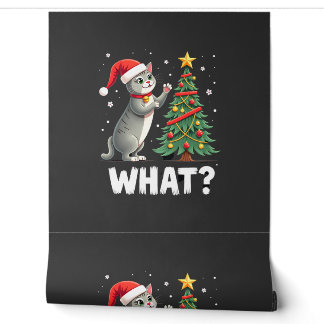 What Funny Cat Pushing Christmas Tree Over Cat Xma Wallpaper