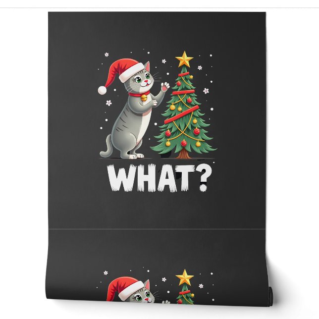 What Funny Cat Pushing Christmas Tree Over Cat Xma Wallpaper (Unrolling)