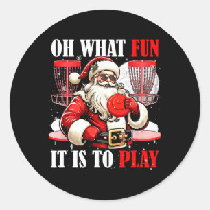 What Funny It Is To Play Christmas Santa Playing D Classic Round Sticker