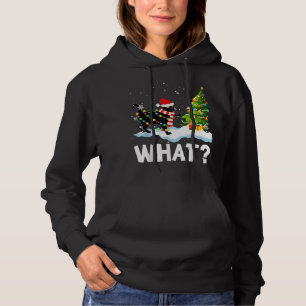 What Funny Santa Cat Pushing Christmas Tree Xmas L Hoodie