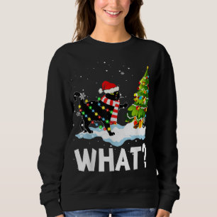 What Funny Santa Cat Pushing Christmas Tree Xmas L Sweatshirt