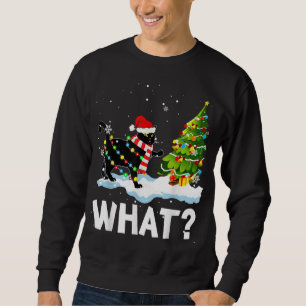 What Funny Santa Cat Pushing Christmas Tree Xmas L Sweatshirt