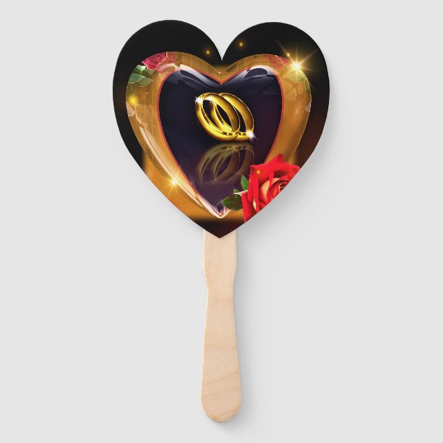 What God Has Put Together (Red Rose and Gold) Hand Fan (Front)