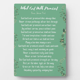 What God Hath Promised (Light Green) Easel Plaque
