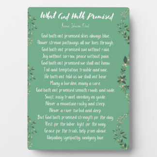 What God Hath Promised (Light Green) Easel Plaque