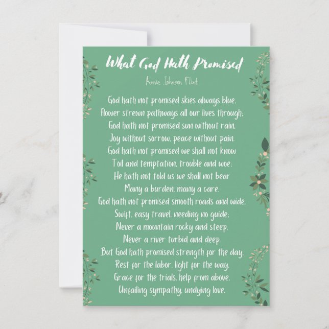 What God Hath Promised (Light Green) Flat Card (Front)