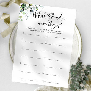 What Grade Were They Minimalist Bridal Shower Game Invitation