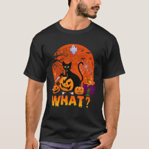 What Halloween Cat Holding Knife Scary Pumpkins Bo T-Shirt
