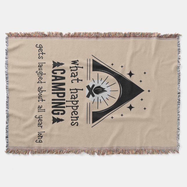 What Happen Camping Fun Camper Quote Doormat Throw Blanket (Front)