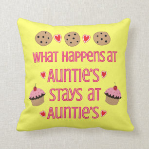 What happens at Auntie's Throw Pillow