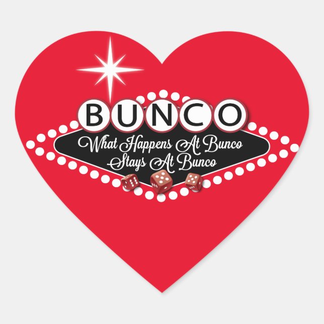 What Happens At Bunco Stays At Bunco Fun Heart Sticker (Front)