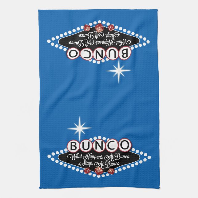 What Happens At Bunco Stays At Bunco Fun Tea Towel (Vertical)