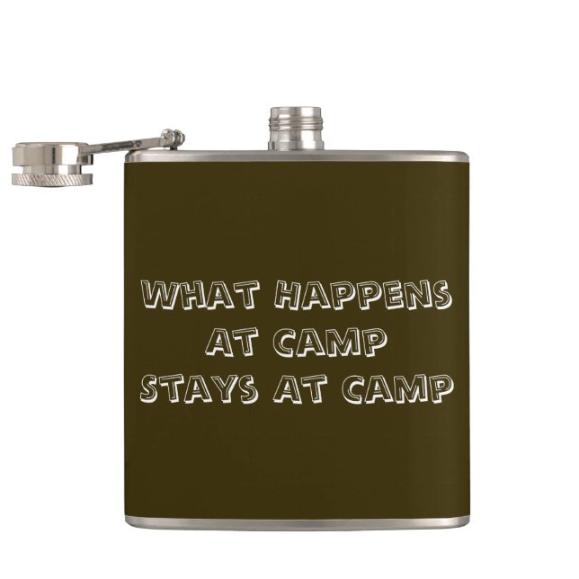 What happens at camp stays at camp hip flask (Opened)