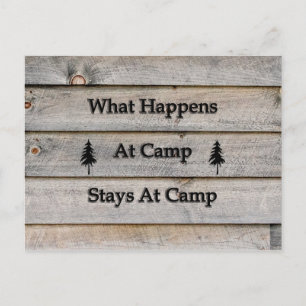 What happens at camp stays at camp postcard